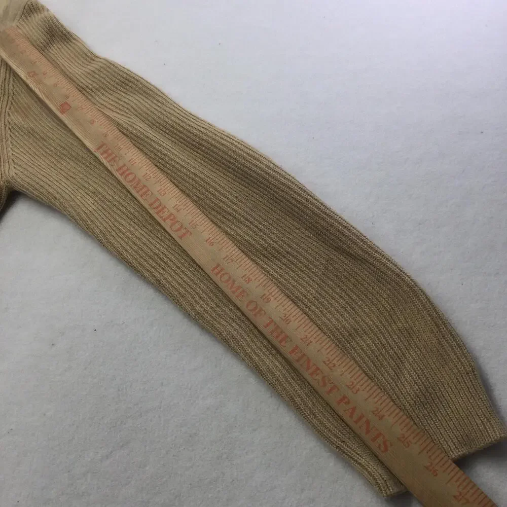 Banana Republic Sweater Mens 2XL Beige Henley Mock Neck Suede Elbow Patches Knit